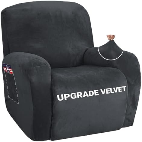 ZNSAYOTX Stretch Velvet Recliner Cover 4-Pieces, Thick Soft Recliner Chair by ZNSAYOTX