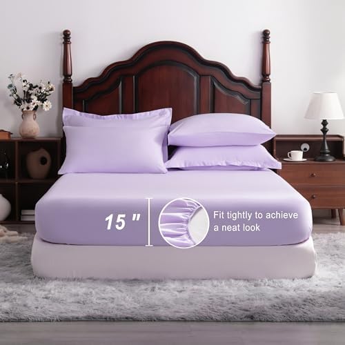 NTBAY King Microfiber Bed in a Bag, Comforter Set 7 Piece, Light Purple - Image 3