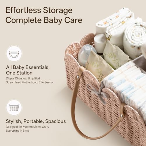 HBlife Baby Diaper Caddy, Paper Rope Storage Baskets Nursery Bin - Image 4