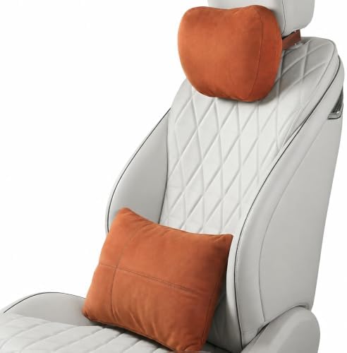 2 PCS Car Pillow for Driving Seat Soft Suede Headrest Neck & Lumbar Support by GoodpillowBetterdriver