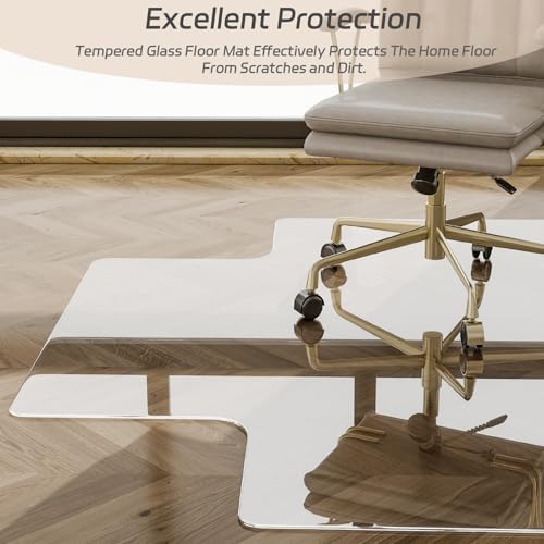 36" x 48" Irregular Tempered Glass Office Chair Mat, Floor Mat - Image 5