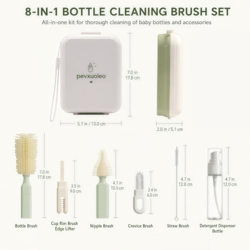 8-in-1 Baby Bottle Cleaning Kit, Portable Brush Set & Drying Rack - Image 6