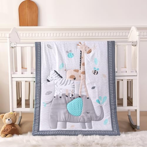 Mini Crib Bedding Set Boy, 3 Piece Baby Bedding Set Nursery Bedding Set Elephant by WOWELIFE
