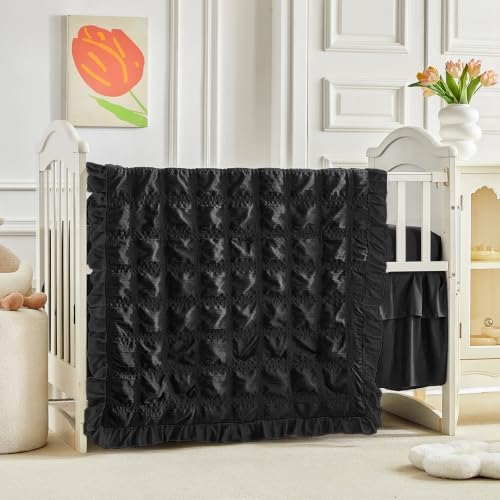 Ruffled Mini Crib Bedding Set Baby Boho Quilted Comforter - Image 3
