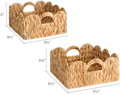 StorageWorks Scalloped Basket for Shelves, Water Hyacinth Storage Baskets - Image 3