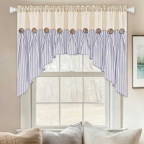 ASPMIZ Farmhouse Cotton Linen Swag Valances - Image 3