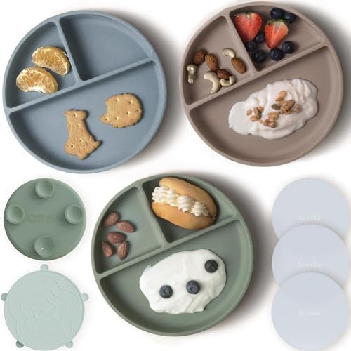 Moonkie Suction Plates for Baby | 100% Silicone BPA-Free Baby Plates by Moonkie