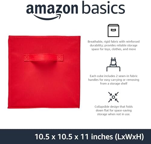 Amazon Basics Cube Organizer Storage Bins Handles, Collapsible Fabric, - Image 2
