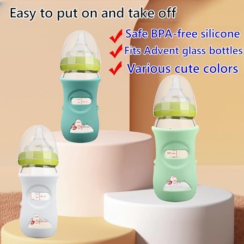 4 Pack Silicone Sleeves for 8 OZ Avent Natural Glass Baby Bottles - Image 2