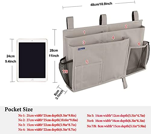 Surblue Bedside Caddy Hanging Bed Organizer Storage Bag Pocket - Image 5