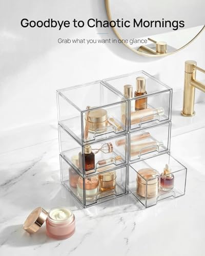 Vtopmart 2 Pack Small Clear Stackable Storage Drawers - Image 3