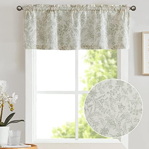 Vangao Floral Valances for Windows Forest Green W50 X 16L 1 Panel - Image 2