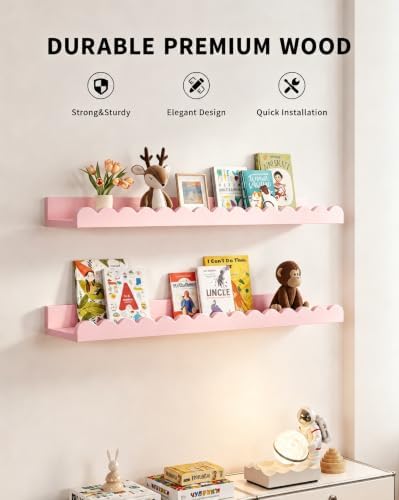 Shario Nursery Book Shelves, Scalloped Shelves, Wall Book Shelves - Image 2