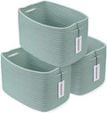 XUANGUO Woven Cotton Rope Storage Baskets 15x10x9.3" 3 Pack Green by XUANGUO