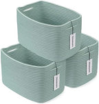 XUANGUO Woven Cotton Rope Storage Baskets 15x10x9.3" 3 Pack Green by XUANGUO