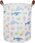 ESSME Fish Laundry Hamper, Hamper Collapsible Canvas Waterproof Ocean Storage by ESSME