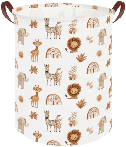 Boho animals Laundry Basket, Waterproof folding basket by FXOCSHE