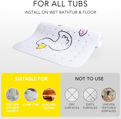 PRATIQUE Kids Bath Mat for Tub Non Slip，40 X 16 Inch Extra Long Kids Bathtub - Image 7