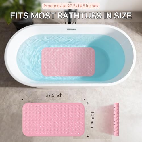 Anti-Slip Bathtub Shower Mat 28×15 Inch Opaque Pink - Image 4
