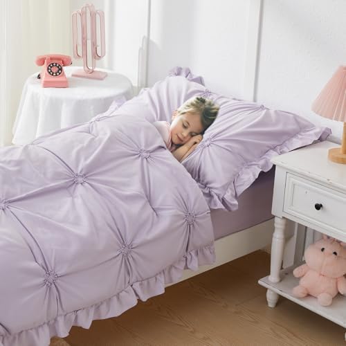 Twin Comforter Set for Girls, Boho Pintuck Bedding Comforter Sets, 4 Pieces - Image 3