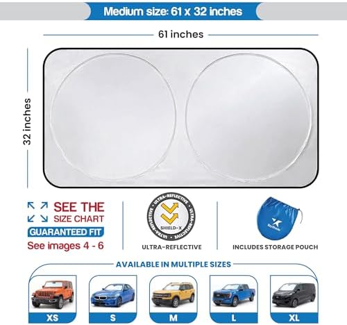 EzyShade Car Windshield Sun Shade. See Vehicle Size-Chart. Medium Size - Image 3