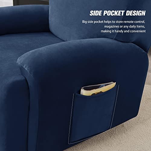 Stretch Recliner Covers, 4-Piece Ultra Soft Velvet Recliner Chair Slipcover - Image 4