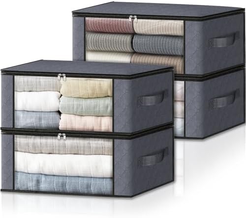 HomeHacks Storage 4-Pack Clothes Organizer Storage Bags Foldable Storage Box by HomeHacks
