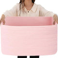 75L Large Woven Storage Basket, 22”x17”x12” Rectangle Blanket Basket by Hobasket