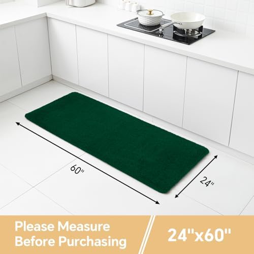 Polyester Bathroom Runner Rug 24"x60" Verdant Green, Soft Bath Mat - Image 2