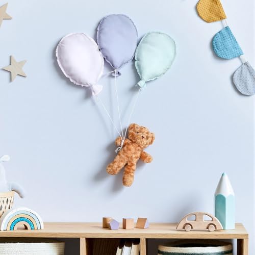 Gejoy 4 Pcs Nursery Wall Decor Blue Fabric Balloon Bear Decoration - Image 5