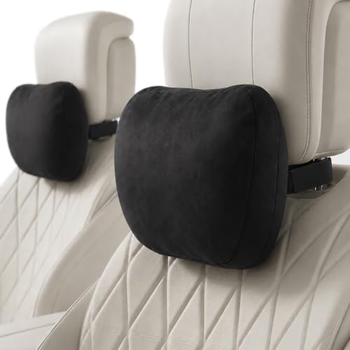 2 PCS Car Pillow for Driving Seat Soft Suede Headrest Neck & Lumbar Support by GoodpillowBetterdriver