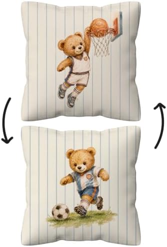 kdqua Bear Sports Nursery Pillow Cover 18x18 Double-Sided, Playroom Decorations by kdqua