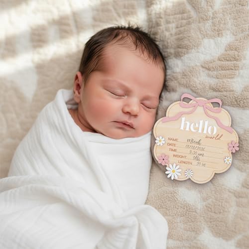 Hello World Wooden Baby Birth Announcement Sign - Image 2