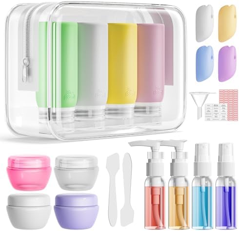 Muslish 21 Pack Leak Proof Silicone Travel Bottles Set, TSA Approved Containers by MUSLISH