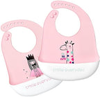 Silicone Bibs for Babies and Toddlers 2 Sets Feeding Bibs for Boy and Girl by Eimmabey
