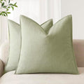 Foindtower Linen Solid Decorative Throw Pillow Cover 24x24 Inch Light Green by Foindtower