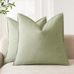 Foindtower Linen Solid Decorative Throw Pillow Cover 24x24 Inch Light Green by Foindtower