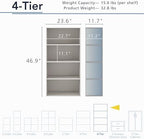 Homes: Inside + Out Apexa 4-Tier Cube Storage Organizer Shelves, Stackable Wood - Image 3