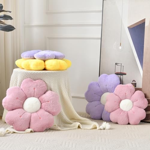 Flower Pillow, Daisy Decorative Throw Pillows, Light Purple, 19.6 Inches - Image 4