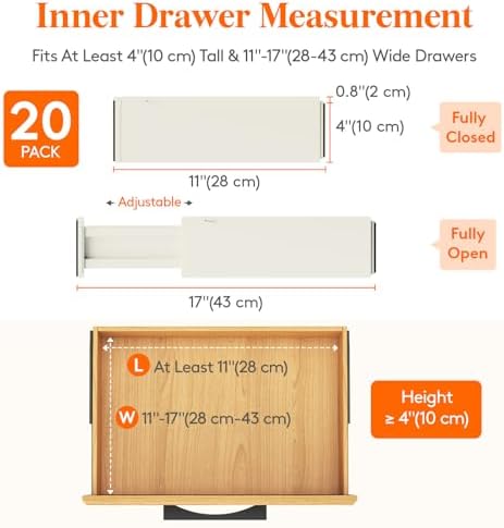 Lifewit 4" High Upgrade Drawer Divider, Adjustable Drawer Organizer Clothes - Image 2