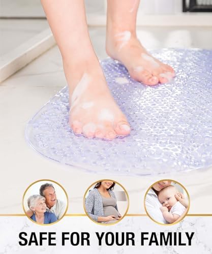 HITSLAM Bathtub Mat Non Slip, 27x15 Inch Bubble Oval Bath Tub Mat - Image 6