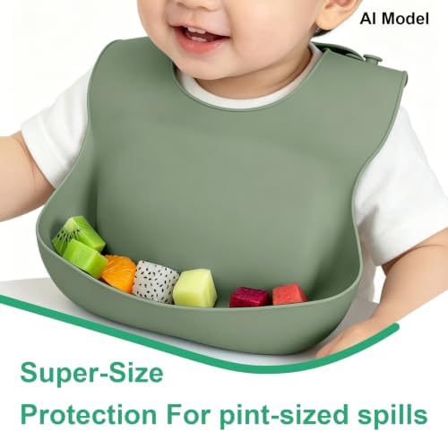 Set of 3 Silicone Bibs for Babies Toddler, Soft Adjustable Bibs for Baby Girl - Image 6
