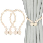 KLOGTSIND Magnetic Curtain Tiebacks, 2 Pack Wood Bead Curtain Holdbacks by KLOGTSINDDirect