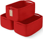 3 Pack Small Storage Baskets for Organizing, 11.8×7.8×5.1", Christmas Red by MaxuniTechLife