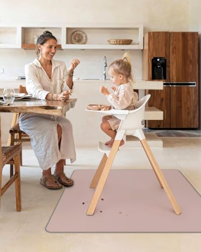 Blissful Diary Baby Splat Mat for Under High Chair, 50.4 x 50.4 Inch Wipeable - Image 5