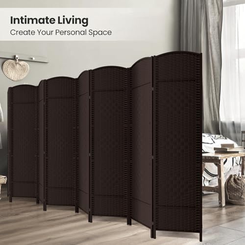 8 Panel Folding Room Divider, Woven Privacy Screen - Image 4