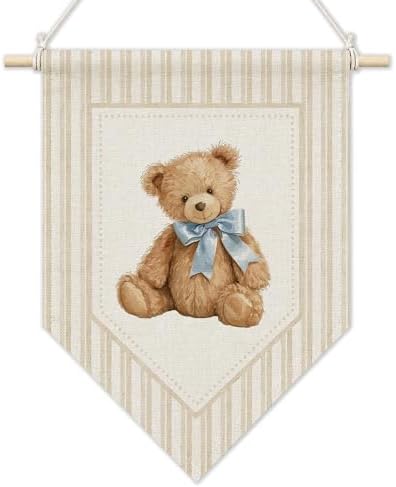 KYTWSFWS Vintage Bear Nursery Wall Art Pennant Flag, Kids Room Wall Decor by Unknown