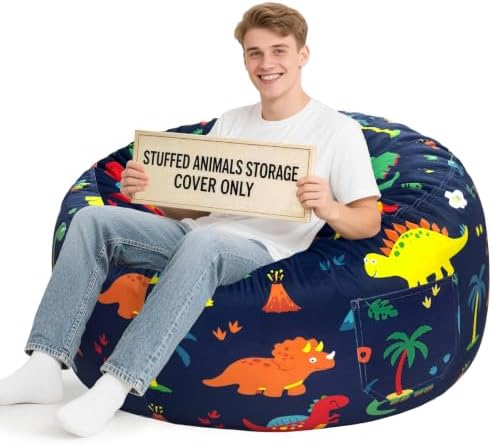 Lukeight Dinosaur Stuffed Animal Storage Bean Bag Chair Cover by Lukeight