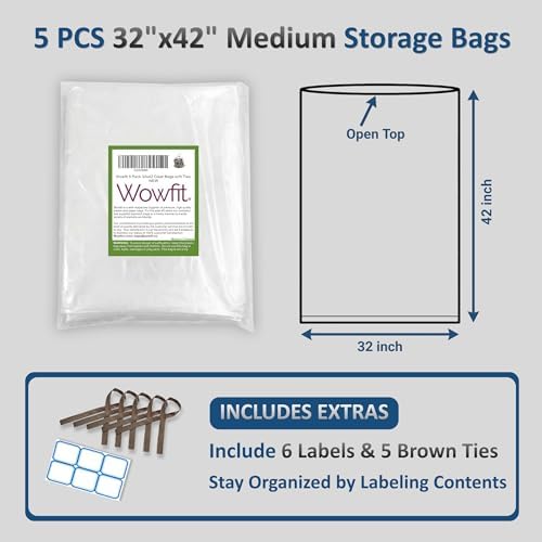 Wowfit Large Plastic Bags for Comforters & Pillows, 5 CT, 1.6 Mil - Image 2