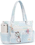 WOBAGMEN Teacher Tote Bag for Women, Quilted Floral Laptop Work Tote by WOBAGMEN
